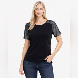 J. Crew Ponte metallic tweed T-shirt black size S